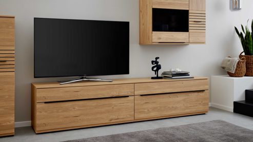 Wohnwand Interliving aus Holz in Holzfarben Interliving Wohnzimmer Serie 2032 - Wohnwand Risseiche - Länge ca. 345 cm