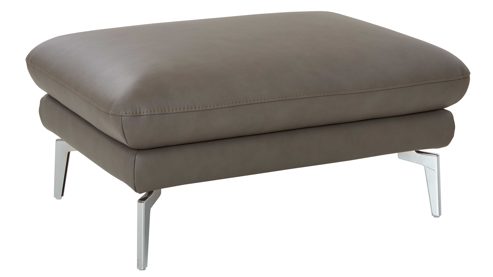 Polsterhocker modulmaster aus Leder in Grau Modulmaster MM-PN1184 - XL-Polsterhocker steingraues Leder Vivre & glänzende Metallfüße - ca. 93 x 68 cm