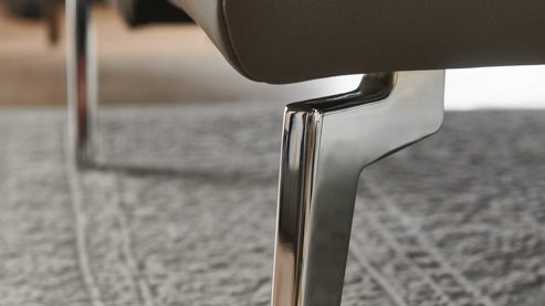 Ecksofa modulmaster aus Leder in Grau Modulmaster MM-PN1184 - Wohnlandschaft steingraues Leder Vivre & glänzende Metallfüße - Stellfläche ca. 333 x 208 cm