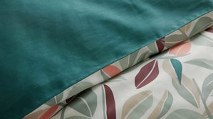 Bettwäsche-Set Interliving aus Stoff in Mehrfarbig Interliving Bettwäsche Serie 9131 floral pastellfarbener & dunkelgrüner Baumwollsatin - ca. 155 x 220 cm