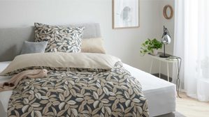 Bettwäsche-Set Interliving aus Stoff in Anthrazit Interliving Bettwäsche Serie 9131 floral anthrazitfarbener & beiger Baumwollsatin - ca. 155 x 220 cm