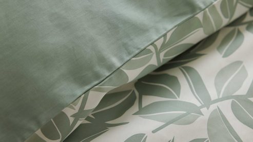 Bettwäsche-Set Interliving aus Stoff in Hellgrün Interliving Bettwäsche Serie 9131 floral salbeigrüner & salbeigrüner Baumwollsatin - ca. 155 x 220 cm