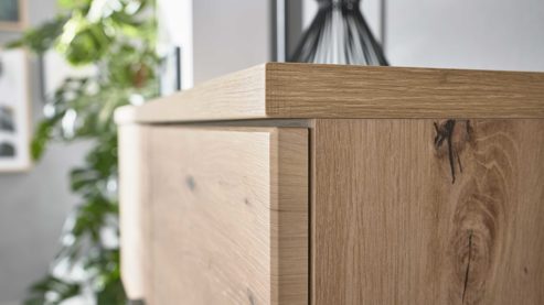 Wohnwand Interliving aus Holz in Holzfarben Interliving Wohnzimmer Serie 2110 - Wohnwand Alteiche - Breite ca. 345 cm