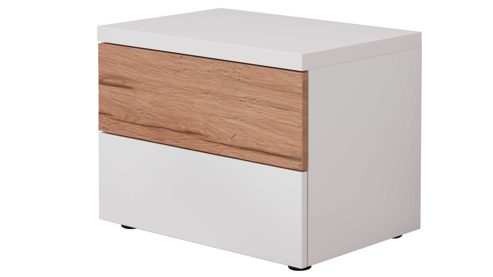 Komplettzimmer Interliving aus Holz in Weiß Interliving Schlafzimmer Serie 1025 – Komplettzimmer Weiß & Balkeneiche gehackt - vierteilig, fünf Türen