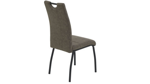 Vierfußstuhl Hela aus Stoff in Braun Polsterstuhl Petra S Braun & schwarzes Metall