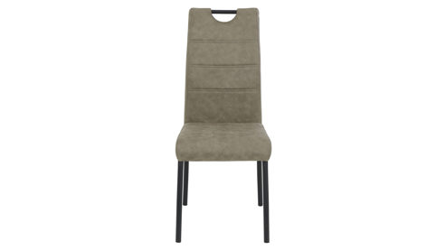 Vierfußstuhl Hela aus Stoff in Beige Polsterstuhl Petra S schlammfarben & schwarzes Metall