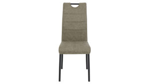 Vierfußstuhl Hela aus Stoff in Beige Polsterstuhl Petra S schlammfarben & schwarzes Metall