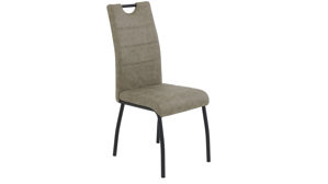 Vierfußstuhl Hela aus Stoff in Beige Polsterstuhl Petra S schlammfarben & schwarzes Metall