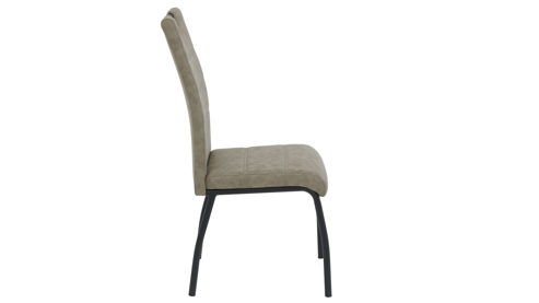 Vierfußstuhl Hela aus Stoff in Beige Polsterstuhl Petra S schlammfarben & schwarzes Metall