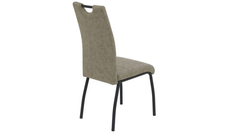 Vierfußstuhl Hela aus Stoff in Beige Polsterstuhl Petra S schlammfarben & schwarzes Metall