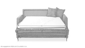 Schlafsofa Matex aus Stoff in Beige Funktionssofa beiger Flockbezug & wengefarbige Holzfüße - Breite ca. 185 cm