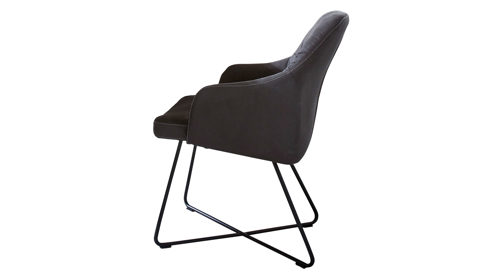 Polsterstuhl WOODS & TRENDS aus Stoff in Anthrazit WOODS & TRENDS Vintage-Dining - Armlehnstuhl 4941 anthrazitfarbene Mikrofaser Texel & schwarzes Eisen