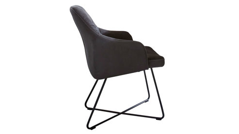 Polsterstuhl WOODS & TRENDS aus Stoff in Anthrazit WOODS & TRENDS Vintage-Dining - Armlehnstuhl 4941 anthrazitfarbene Mikrofaser Texel & schwarzes Eisen