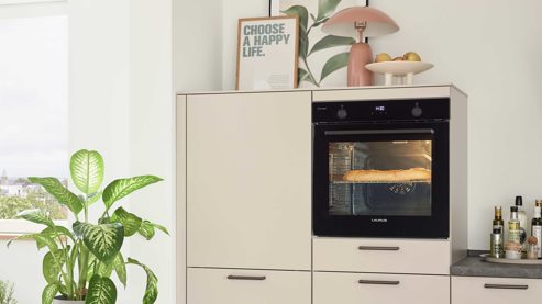 Einbauküche culineo® aus Holz in Beige Culineo® Einbauküche C615 mit Einbaugeräten Sand - Stellfläche ca. 370 x 395 cm