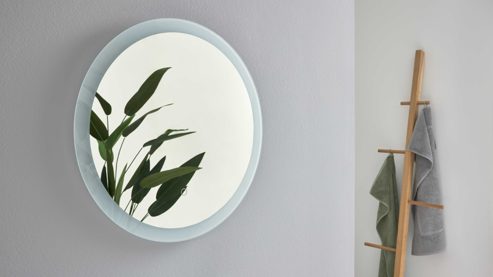 Wandspiegel Interliving aus Spiegel in Transparent Interliving Bad Serie 7332 - Spiegel mit Beleuchtung Durchmesser ca. 60 cm