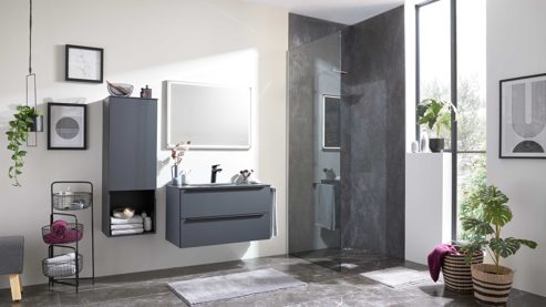 Badmöbel-Set Interliving aus Holz in Schwarz Interliving Bad Serie 7945 - Badmöbel-Set Graphitschwarz