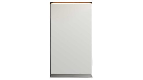 Wandspiegel Interliving aus Spiegel in Transparent Interliving Bad Serie 7961 - beleuchteter Wandspiegel mattschwarzes Metall - ca. 40 x 72 cm