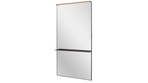 Wandspiegel Interliving aus Spiegel in Transparent Interliving Bad Serie 7961 - beleuchteter Wandspiegel mattschwarzes Metall - ca. 80 x 158 cm