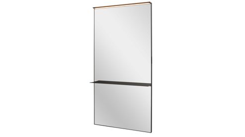 Wandspiegel Interliving aus Spiegel in Transparent Interliving Bad Serie 7961 - beleuchteter Wandspiegel mattschwarzes Metall - ca. 80 x 158 cm