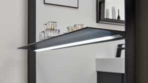 Wandspiegel Interliving aus Spiegel in Transparent Interliving Bad Serie 7961 - beleuchteter Wandspiegel mattschwarzes Metall - ca. 80 x 158 cm