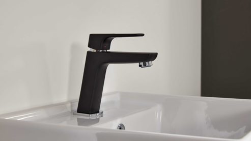 Mischbatterie Interliving aus Metall in Schwarz Interliving Bad Serie 7961 – Waschtisch-Armatur mattschwarzes Metall