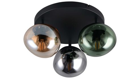 Deckenleuchte Interliving aus Glas in Mehrfarbig Interliving Leuchten Serie 9350 - Deckenlampe Glas in Amber, Grün & Rauch - Durchmesser ca. 39 cm