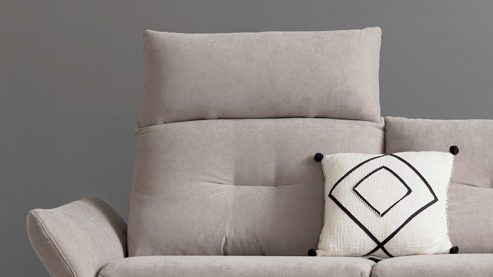 Kopfstütze Interliving aus Stoff in Hellgrau Interliving Sofa Serie 4400 - Kopfstütze 87-82 platingrauer Bezug DWN 49 - Breite ca. 82 cm