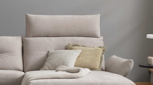 Kopfstütze Interliving aus Stoff in Hellgrau Interliving Sofa Serie 4400 - Kopfstütze 87-102 platingrauer Bezug DWN 49 - Breite ca. 102 cm