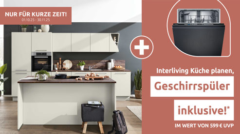 Einbauküche Interliving aus Holz in Grau Interliving Küche Serie 3028 mit Miele-Einbaugeräten Platingrau & Castell Eiche - zweizeilig