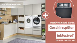 Einbauküche Interliving aus Holz in Grau Interliving Küche Serie 3087 - Hauswirtschaftsraumlösung Platingrau & Eiche Ventura – Stellfläche ca. 190 x 275 cm