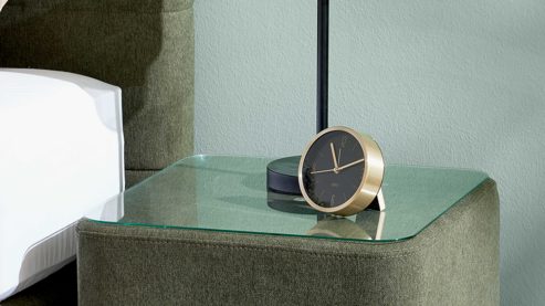 Nachttisch Interliving aus Stoff in Dunkelgrün Interliving Boxspringbett Serie 1402 - Nachtkonsole 39 moosgrüne Mikrofaser Nele 432008