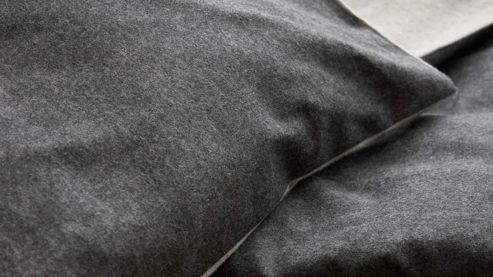 Bettwäsche-Set Interliving aus Stoff in Anthrazit Interliving Bettwäsche Serie 9118 - Biberbettwäsche Anthrazit & Hellgrau - ca. 60 x 80 cm und 135 x 200 cm