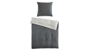 Bettwäsche-Set Interliving aus Stoff in Anthrazit Interliving Bettwäsche Serie 9118 - Biberbettwäsche Anthrazit & Hellgrau - ca. 60 x 80 cm und 135 x 200 cm