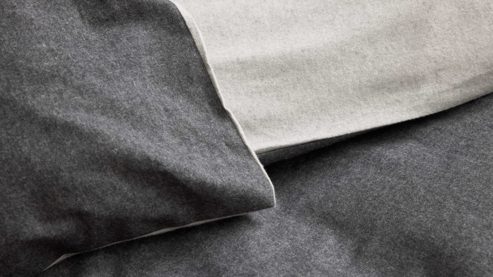 Bettwäsche-Set Interliving aus Stoff in Anthrazit Interliving Bettwäsche Serie 9118 - Biberbettwäsche Anthrazit & Hellgrau - ca. 80 x 80 cm und 135 x 200 cm