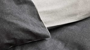 Bettwäsche-Set Interliving aus Stoff in Anthrazit Interliving Bettwäsche Serie 9118 - Biberbettwäsche Anthrazit & Hellgrau - ca. 80 x 80 cm und 150 x 200 cm