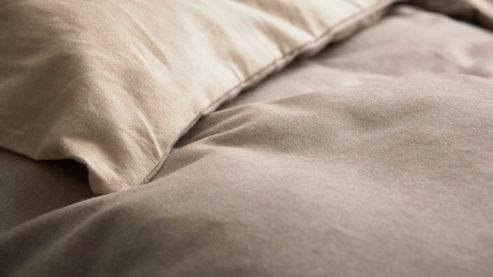 Bettwäsche-Set Interliving aus Stoff in Beige Interliving Bettwäsche Serie 9118 - Biberbettwäsche Creme & Cappuccino - ca. 60 x 80 cm und 135 x 200 cm