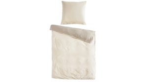 Bettwäsche-Set Interliving aus Stoff in Beige Interliving Bettwäsche Serie 9118 - Biberbettwäsche mit zwei Kopfkissenbezügen Creme & Cappuccino - ca. 220 x 240 cm