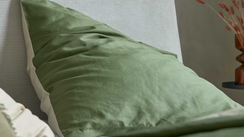 Bettwäsche-Set Interliving aus Stoff in Grün Interliving Bettwäsche Serie 9128 salbeifarbener Baumwollsatin - ca. 155 x 220 cm