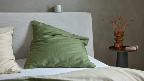 Bettwäsche-Set Interliving aus Stoff in Grün Interliving Bettwäsche Serie 9128 salbeifarbener Baumwollsatin - ca. 155 x 220 cm