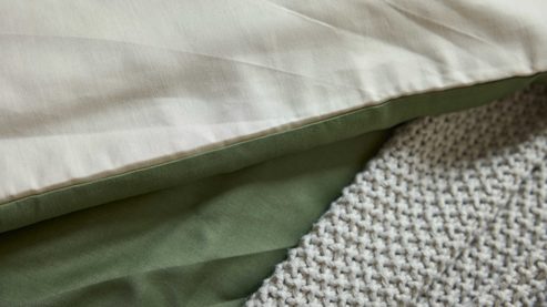 Bettwäsche-Set Interliving aus Stoff in Grün Interliving Bettwäsche Serie 9128 salbeifarbener Baumwollsatin - ca. 155 x 220 cm