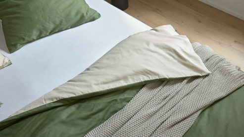 Bettwäsche-Set Interliving aus Stoff in Grün Interliving Bettwäsche Serie 9128 salbeifarbener Baumwollsatin - ca. 155 x 220 cm