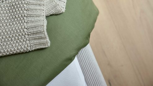 Bettwäsche-Set Interliving aus Stoff in Grün Interliving Bettwäsche Serie 9128 salbeifarbener Baumwollsatin - ca. 155 x 220 cm