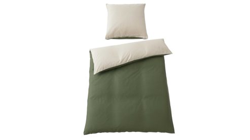 Bettwäsche-Set Interliving aus Stoff in Grün Interliving Bettwäsche Serie 9128 salbeifarbener Baumwollsatin - ca. 155 x 220 cm