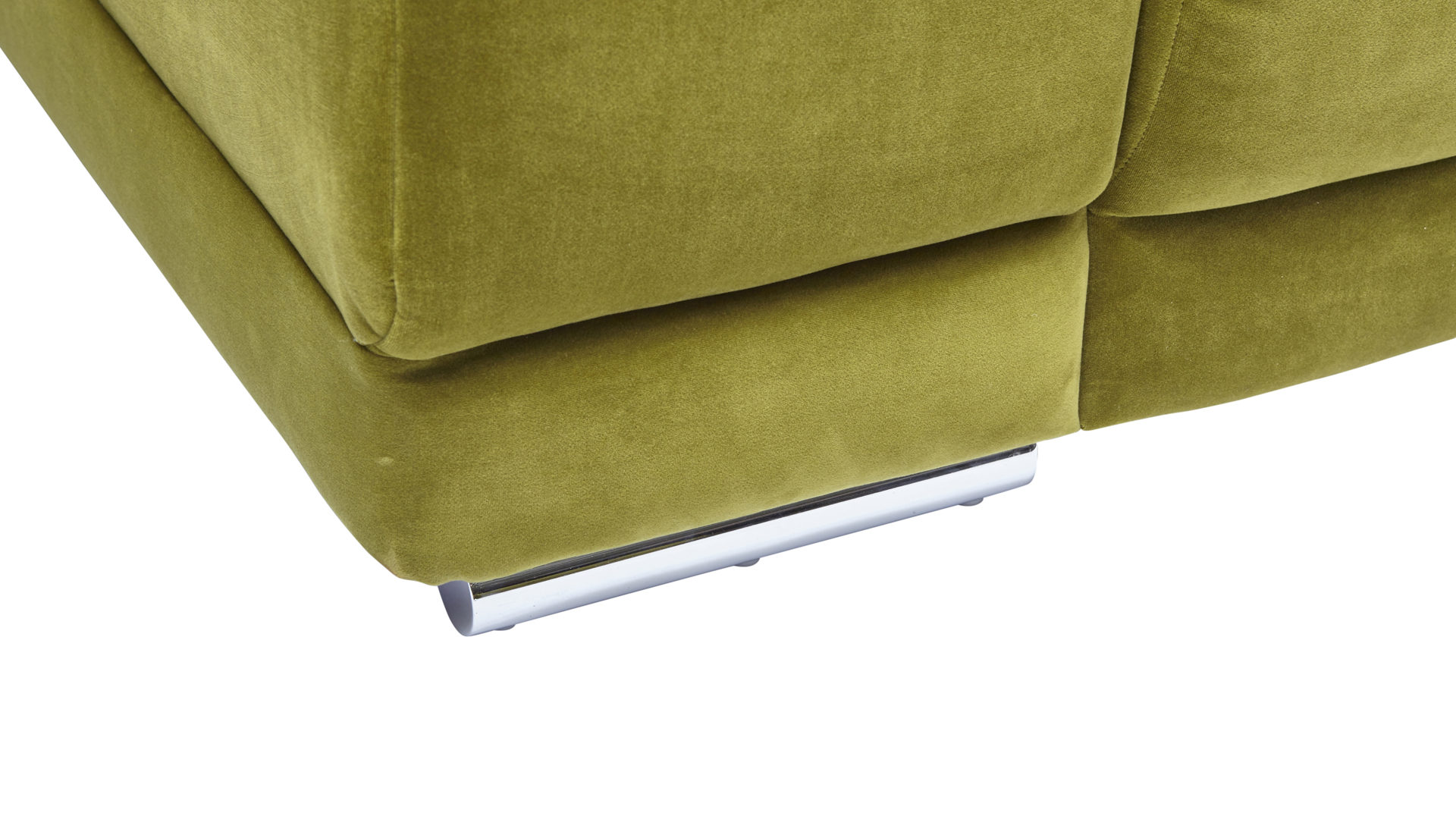Ecksofa KAWOO aus Stoff in Hellgrün KAWOO Polster Serie VS-MP1038 - Ecksofa bzw. Polstermöbel moosgrüne Wirkware Salsa & silberfarbene Füße - Stellfläche ca. 323 x 222 cm