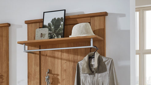 Wandgarderobe WOODS & TRENDS aus Holz in Holzfarben WOODS & TRENDS Programm Loft - Wandgarderobe Eiche natur - ca. 80 x 196 cm