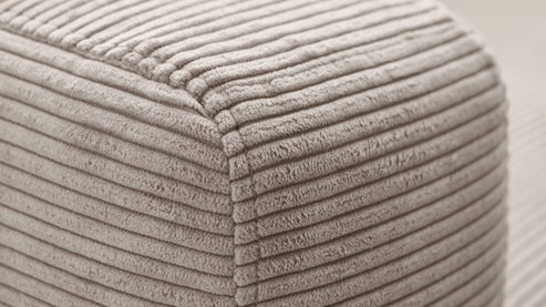 Polsterhocker SOFAkultur aus Stoff in Beige SOFAkultur Programm SK 711 - XXL-Polsterhocker sandfarbener Feincord & schwarze Metallfüße - ca. 90 x 120 cm